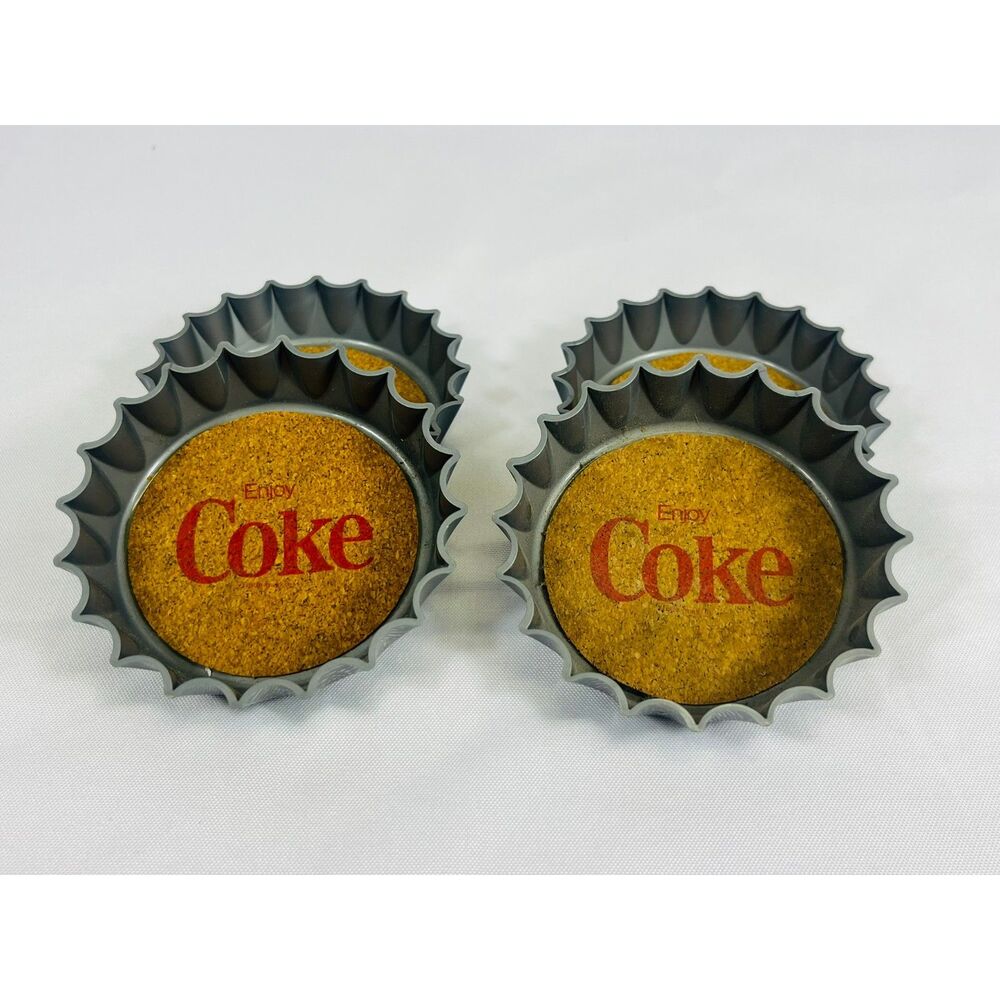 Coca Cola Cap Coasters (4) Vtg Collectible